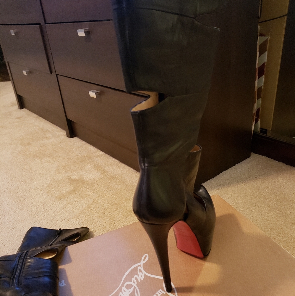 Christian Louboutin Black Platform Cut-out Boots - Picture 6 of 7